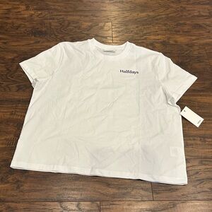 NWT HALFDAYS Women’s T-shirt Logo White cotton Medium loose fit tee shirt top